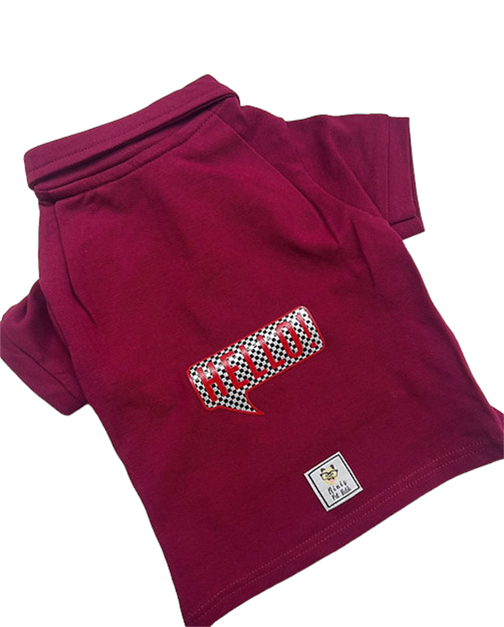 Hello Bordo Küçük Irk Köpek Polo T-shirtü (9 kg-12 kg arasına uygun bedende)