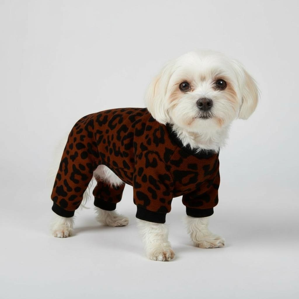 Miniş Leopard Esnek Penye Küçük Irk Köpek Tulumu