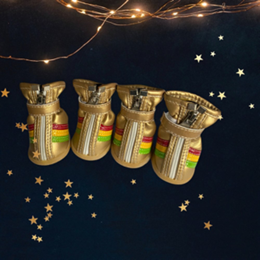 Çizgili,  Deri Köpek Ayakkabısı 6 cm x 4 cm