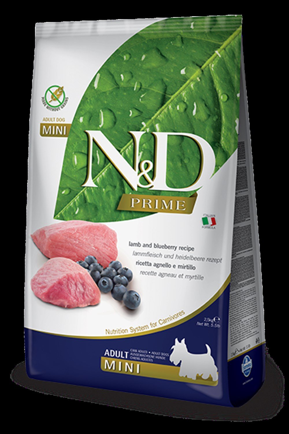 N&D Prime Tahılsız Kuzu Etli Yaban Mersinli 2,5 kg Küçük Irk Yetişkin Köpek Maması
