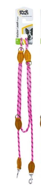 Ally Paws Reflektörlü Hands-Free Koşu, Yürüyüş Kayışı M 10 mm x 200 cm Pembe