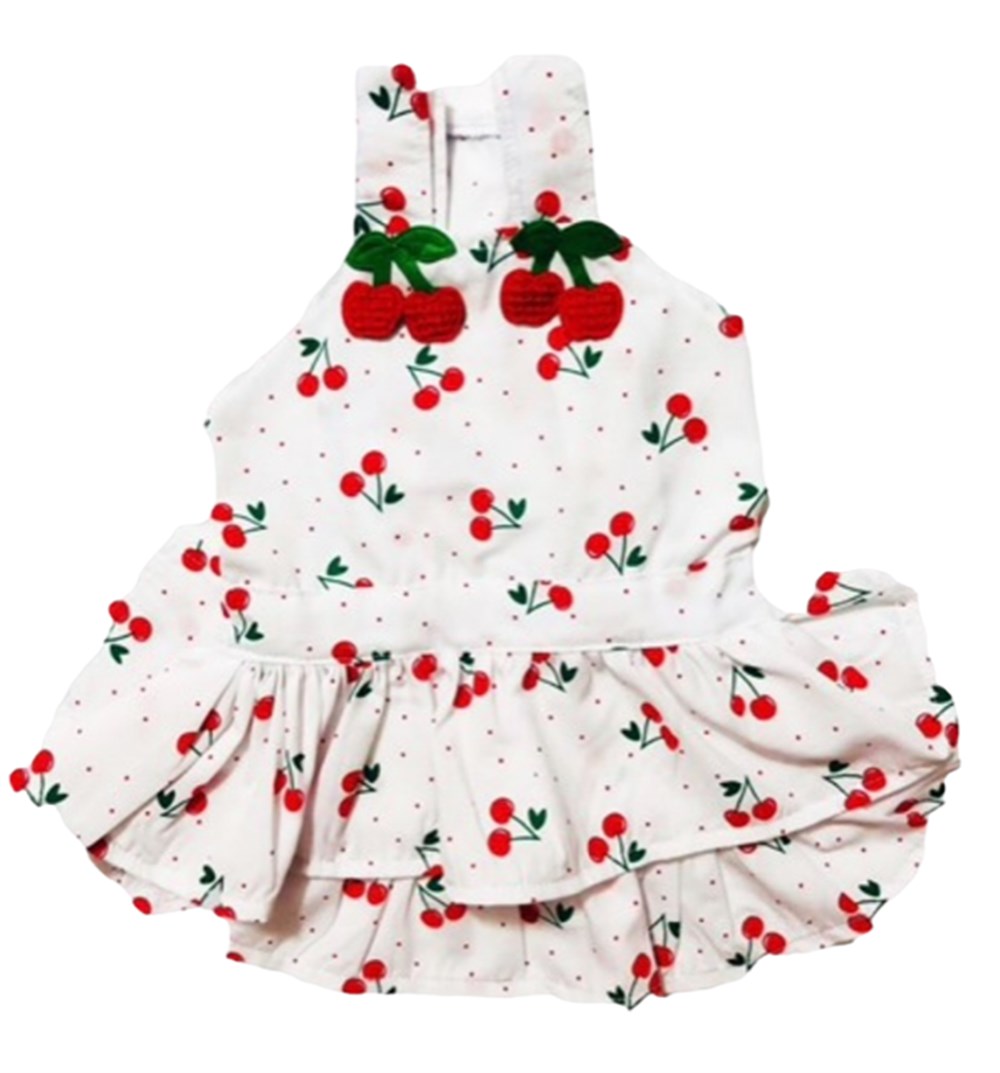 Gedyco Küçük Irk Köpek için Kiraz Salopet Elbise