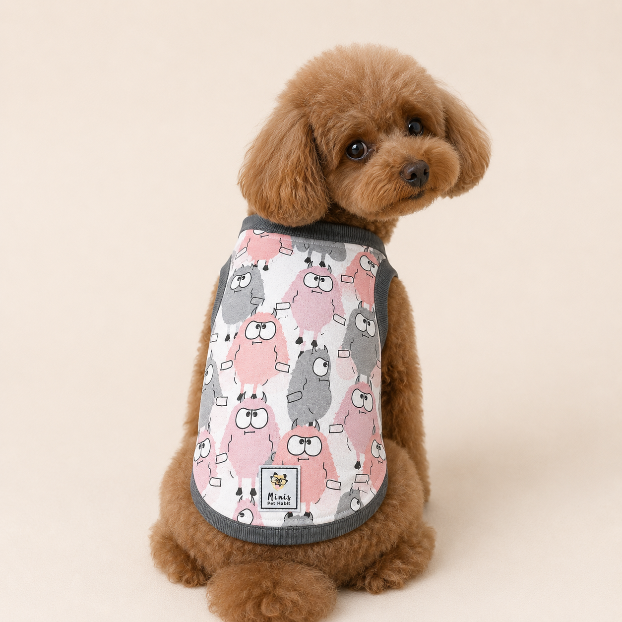 Miniş Cute Monsters Küçük Irk Köpek Esnek Penye T-Shirt