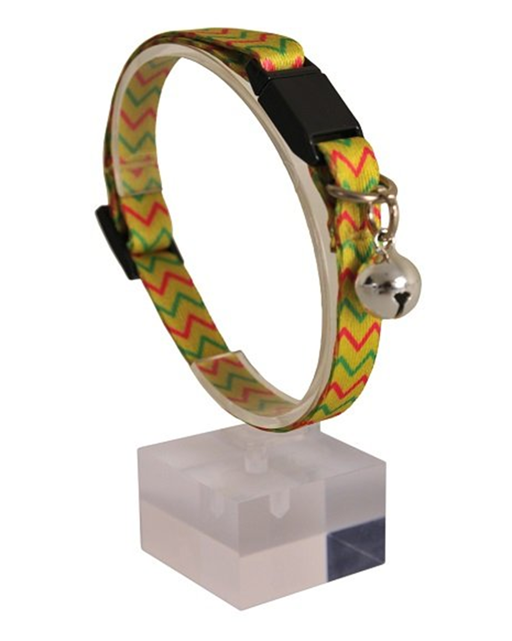 Güvenlik Kilitli Sarı Zikzak Zilli Kedi Boyun Tasması, 22-30 cm