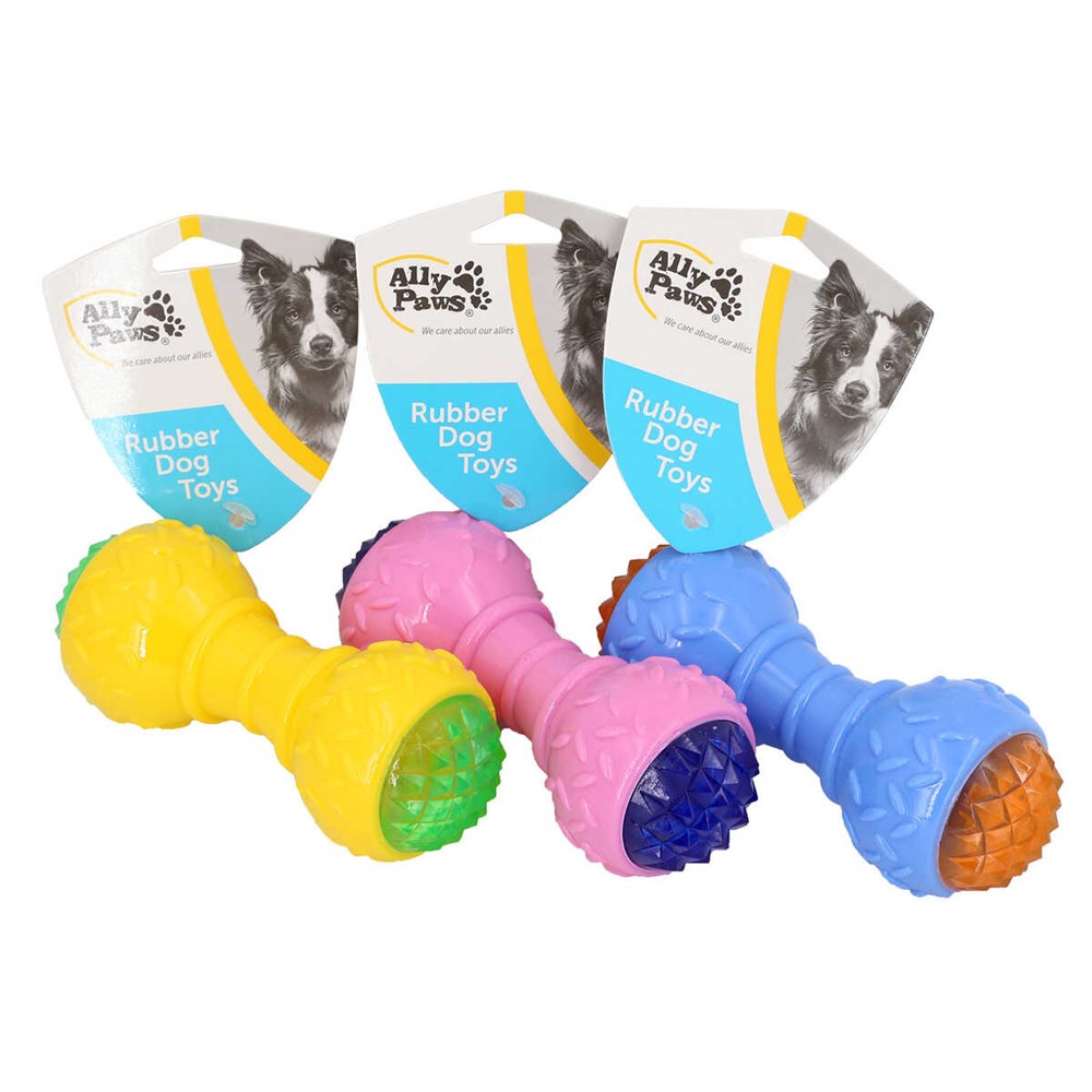Ally Paws Işıklı Kauçuk Dumbell Köpek Oyuncağı 15 cm (1 Adet)