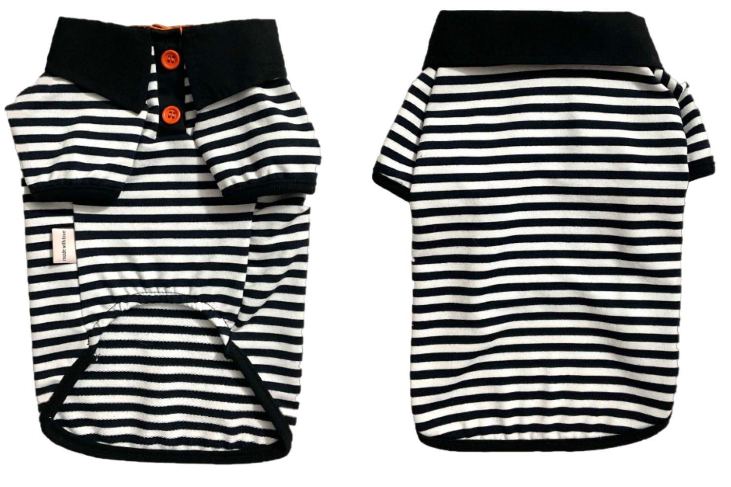 Gedyco Siyah Beyaz Polo Küçük-Orta Irk Köpek T-shirtü