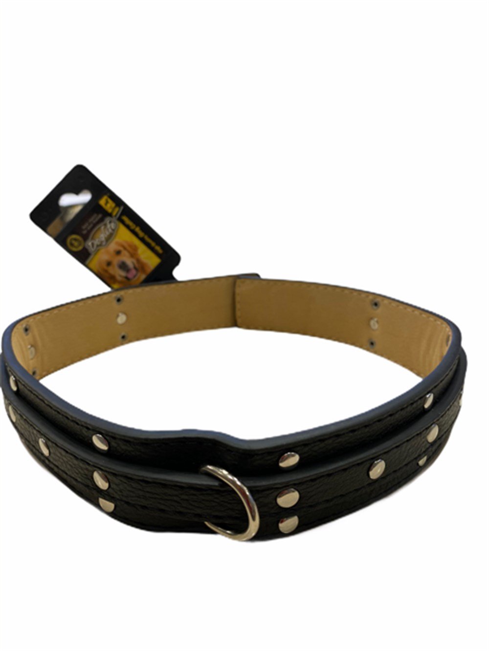 Doglife 2 Katlı Siyah Deri Boyun Tasması 3,5 cm x 57-65 cm
