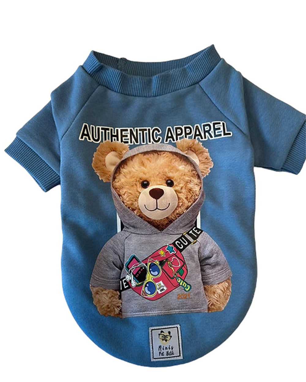 Blue Authentic Teddy Kapüşonlu Küçük Köpek Sweatshirtü (9 kg-12 kg arasına uygun)