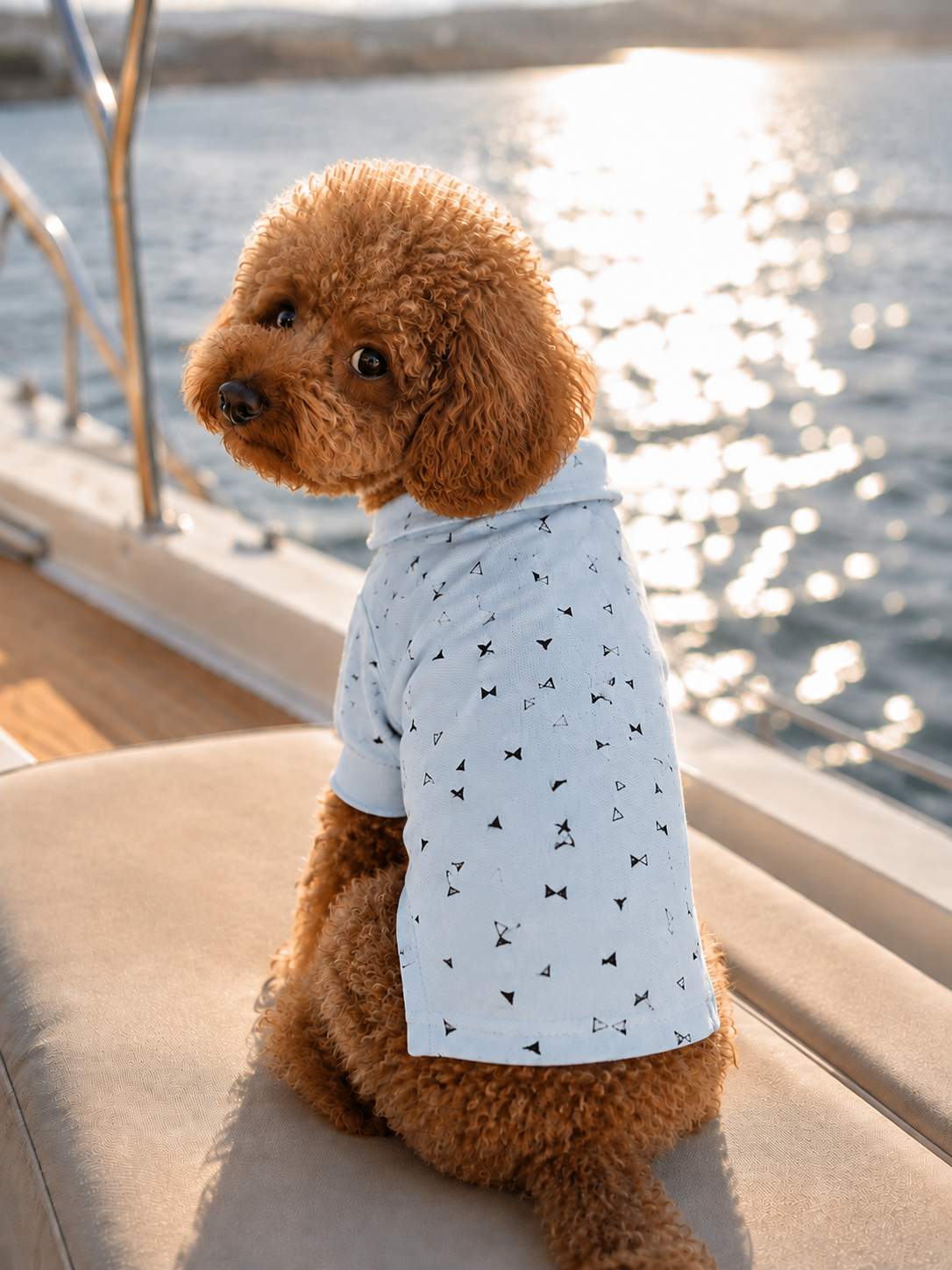 Miniş Marine Blue Küçük Irk Köpek Pike Kumaş Polo T-shirt
