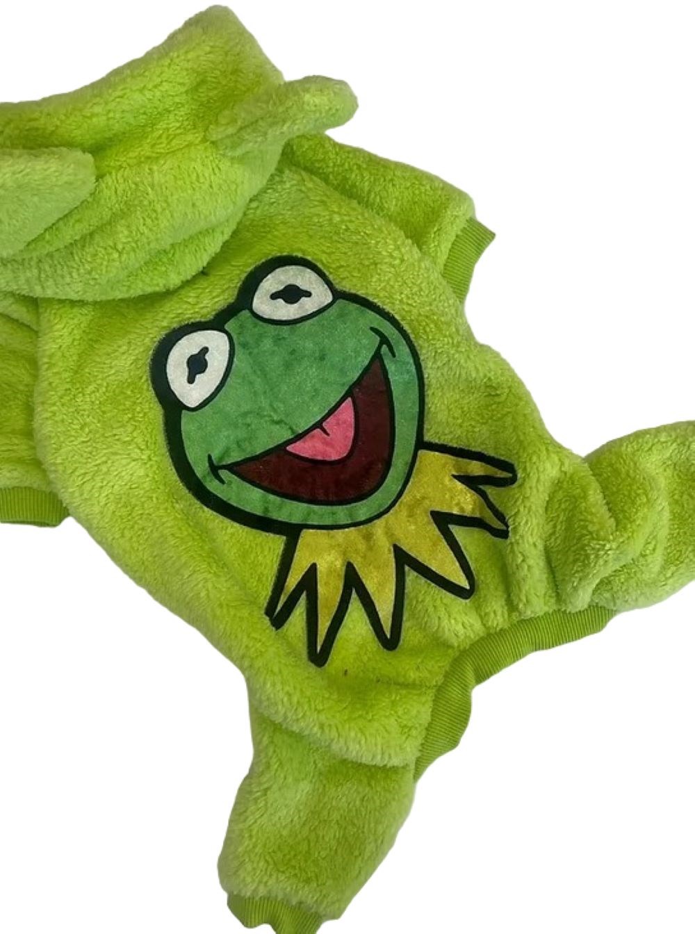 Kapüşonlu Yeşil Peluş Küçük-Orta Irk Köpek Tulumu