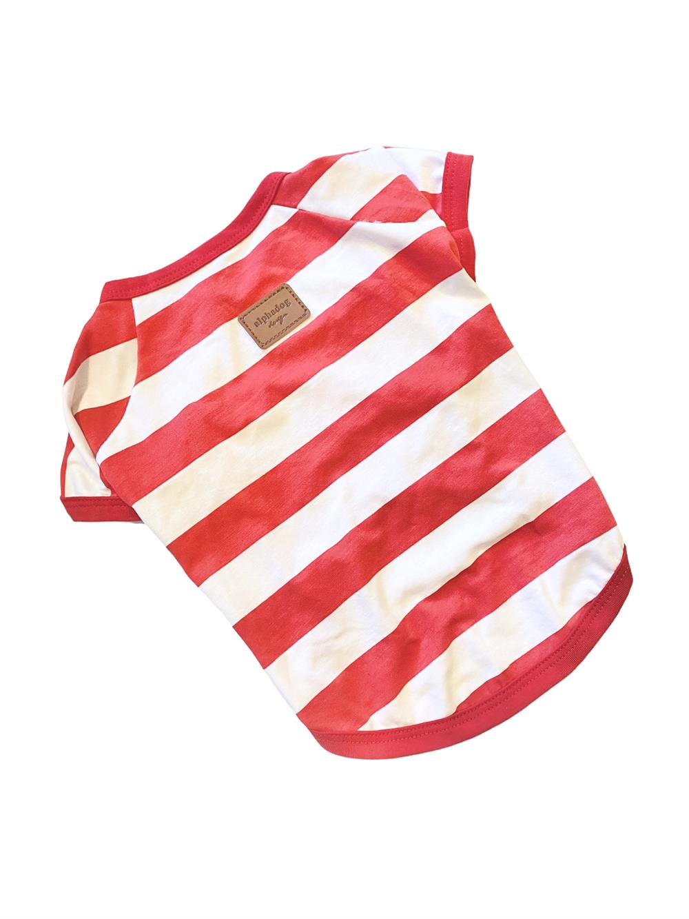 Alphadog Kırmızı Beyaz Küçük Irk Köpek T-shirtü (2 kg-6 kg arasına uygun)