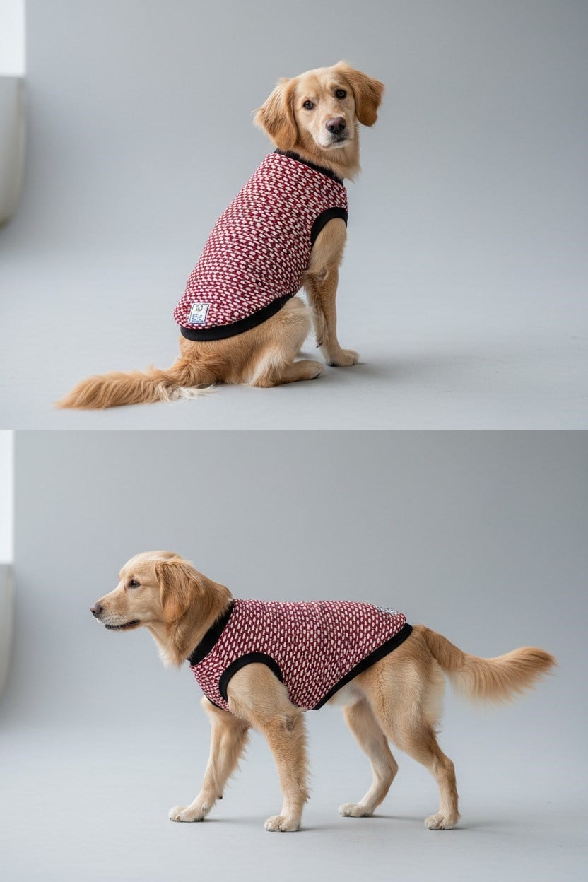 Miniş Bordo Kolsuz Küçük Irk Köpek Trikosu (Büyük Kalıplıdır)