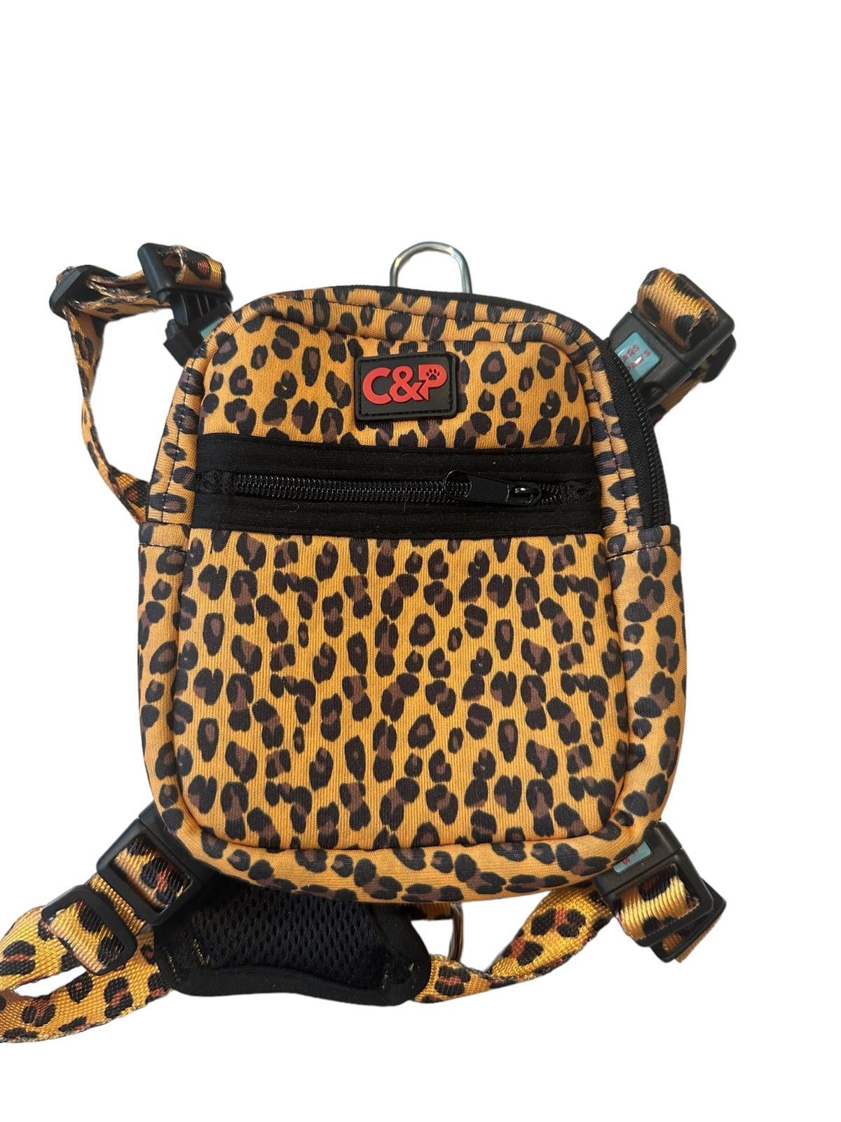 Leopar  Çantalı Köpek Göğüs Tasması