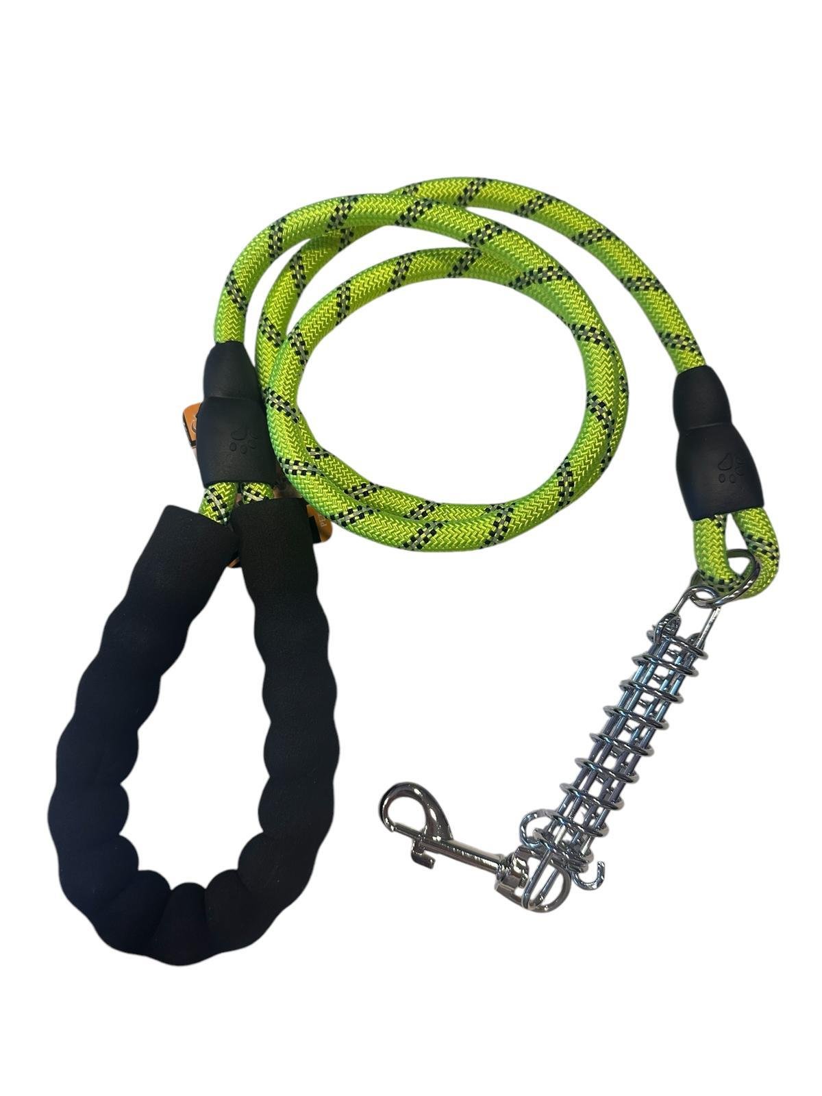 Maxilife Neon Yeşil Yaylı ve Reflektörlü Şok Gezdirme Tasması 1 cm x 120 cm