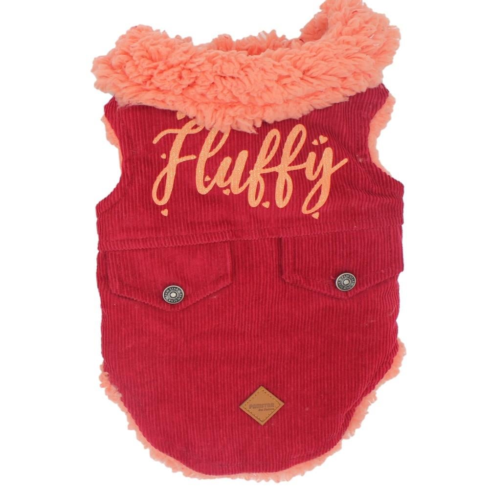 Pawstar Bordo Fluffy Kadife Küçük Irk Köpek Yeleği