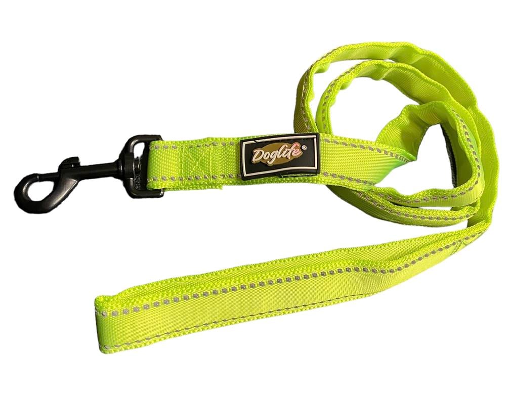 Neon Lime Reflektörlü Köpek Gezdirme Tasması (2,5 cm x 120 cm)