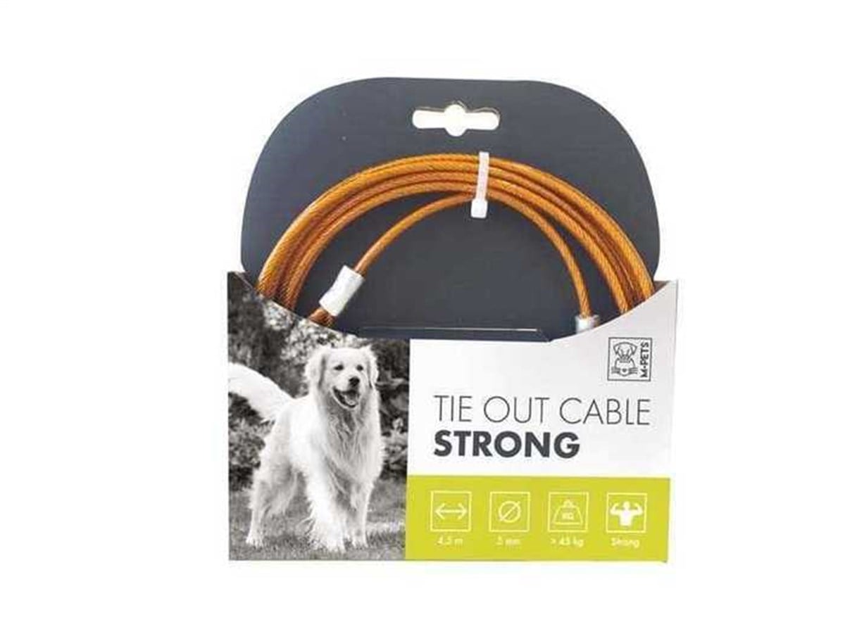 M-Pets Çelik Köpek Bahçe Bağlama Halatı Turuncu 45Kg-4,5M