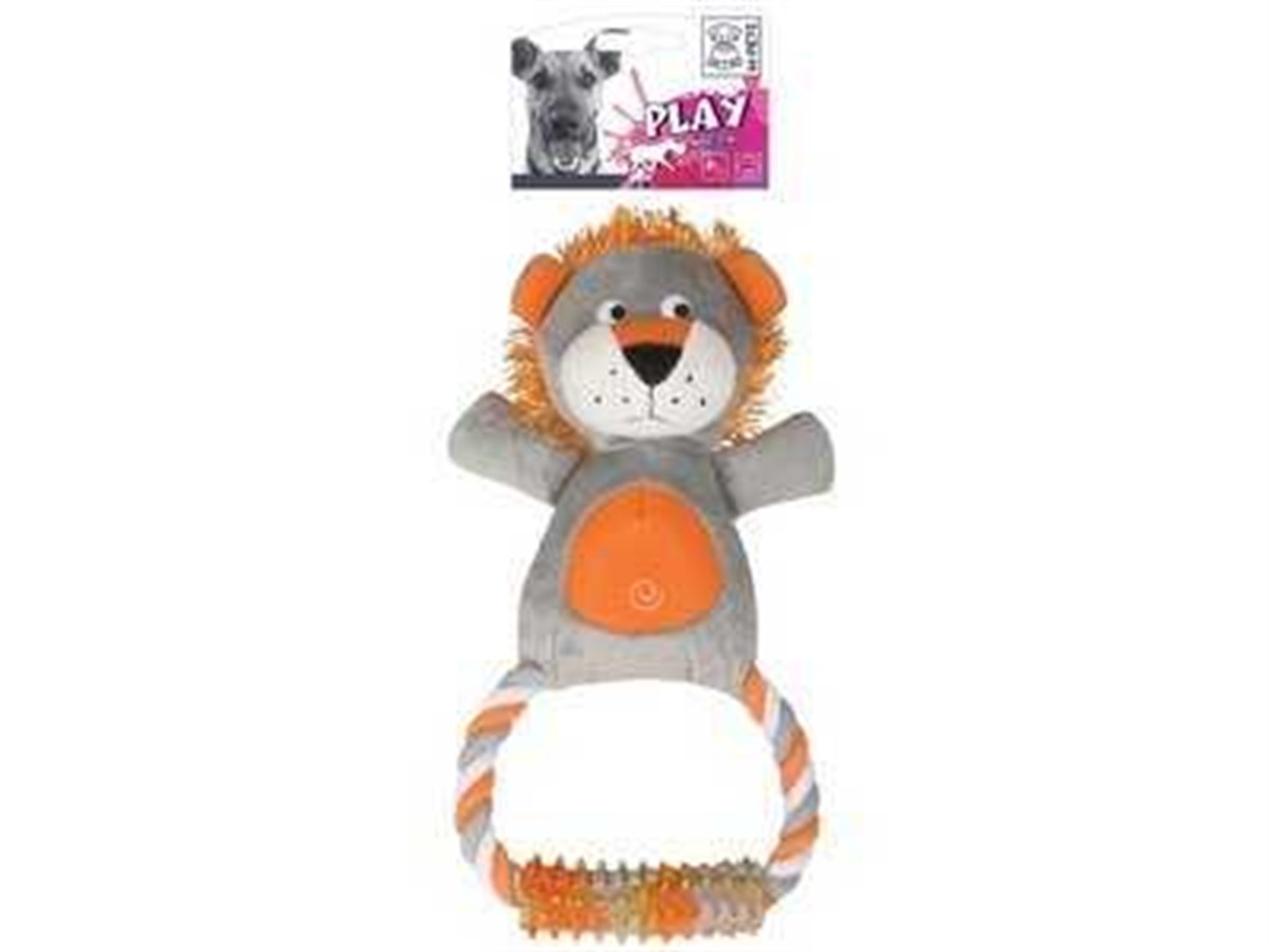 M-Pets Aslan Şekilli Diş Kaşıma Ve Tutmalı Peluş Sesli Köpek Oyuncagı 30x17x7 Cm Turuncu