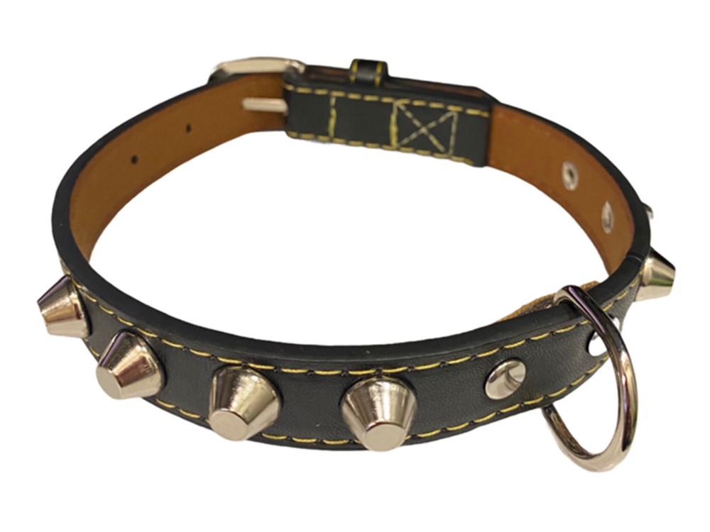 Perçinli Siyah Deri Köpek Boyun Tasması 30-40 cm