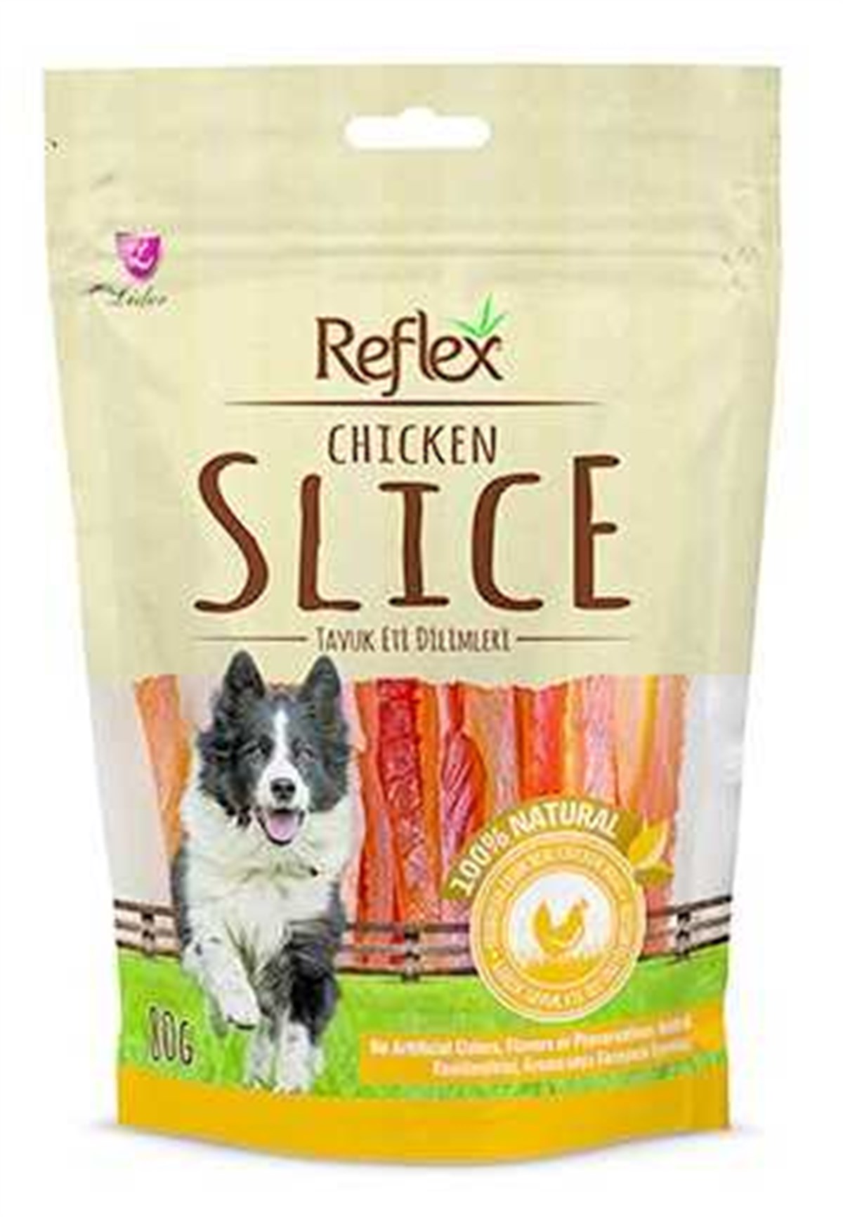 Reflex Chicken Slice Soft Tavuk Yumuşak Dilim Doğal Köpek Ödülü 80 gr