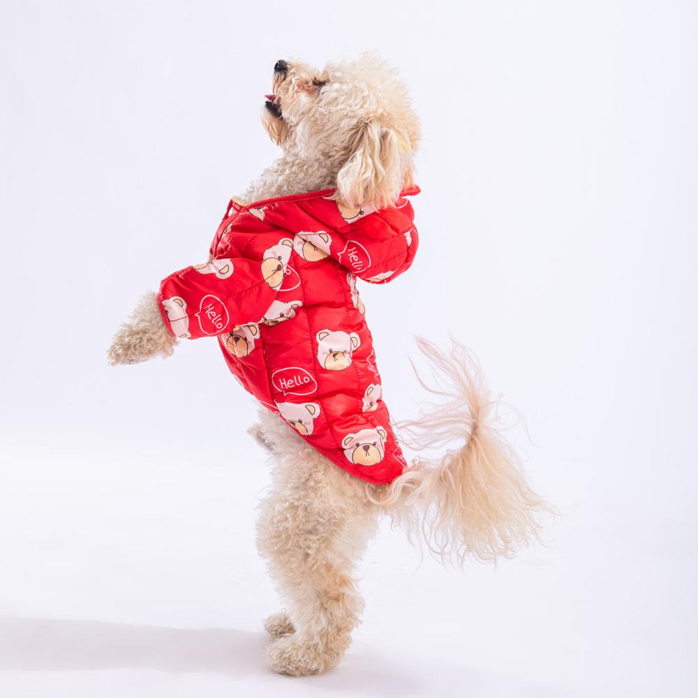 Pawstar Kırmızı Teddy Peluşlu Su İtici Küçük Irk Köpek Yağmurluğu