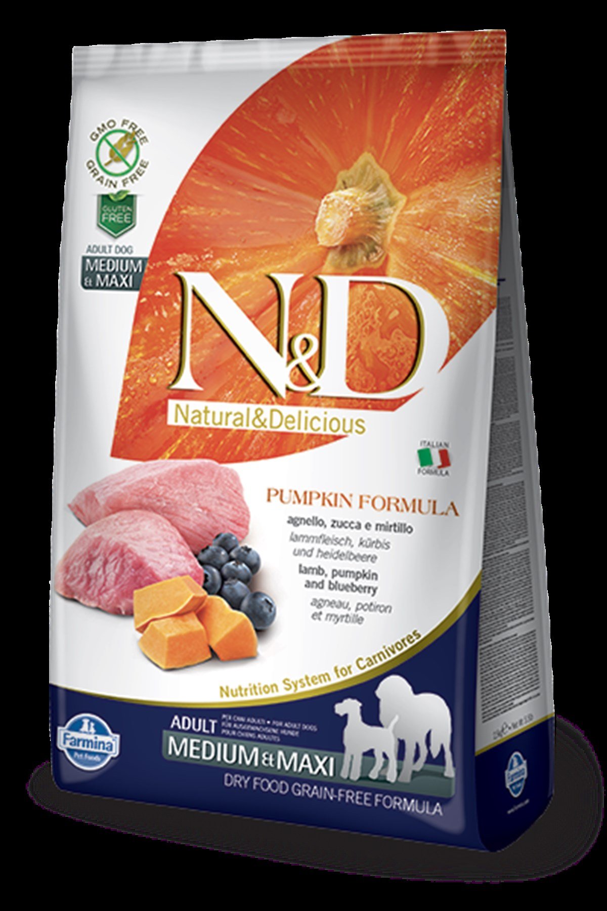 N&D Pumpkin Tahılsız 2,5 kg Bal Kabaklı Kuzu Etli Yaban Mersinli Orta ve Büyük Irk Yetişkin Köpek Maması