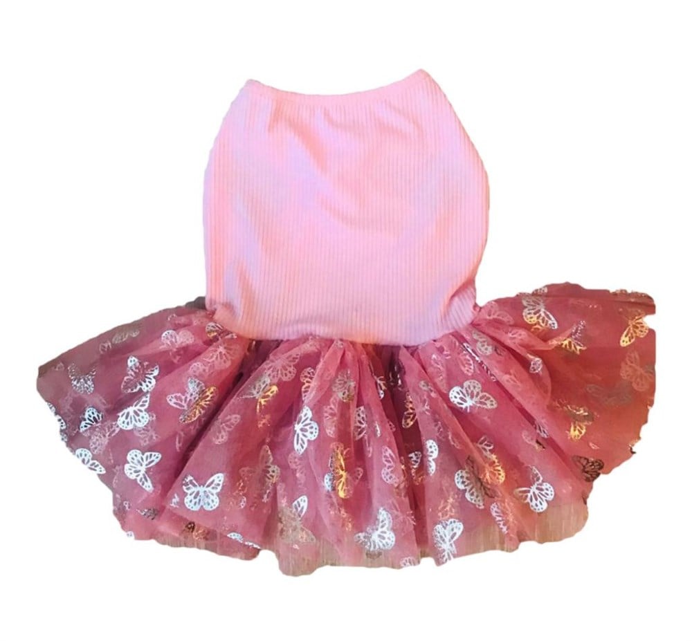 Gedyco Küçük Irk Köpek için Kelebek Tütülü Elbise