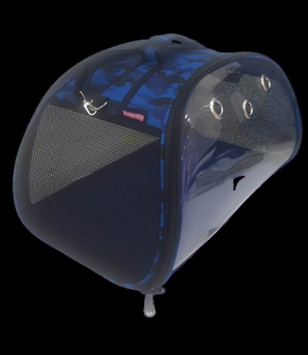 Mavi Kamuflaj Şeffaf Taşıma Çantası