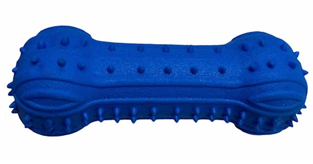 Sesli Dikenli 13 cm Mavi Dumbell Köpek Oyuncağı