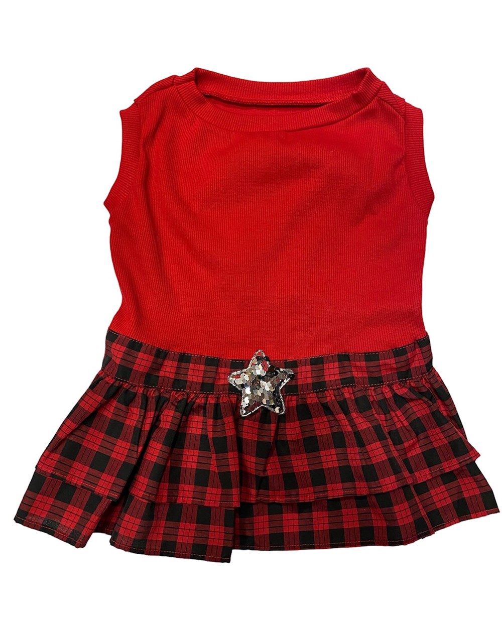 Kareli Kırmızı Küçük Irk Köpek Elbisesi (9 kg-11 kg arası köpeklere uygun bedenlerde)