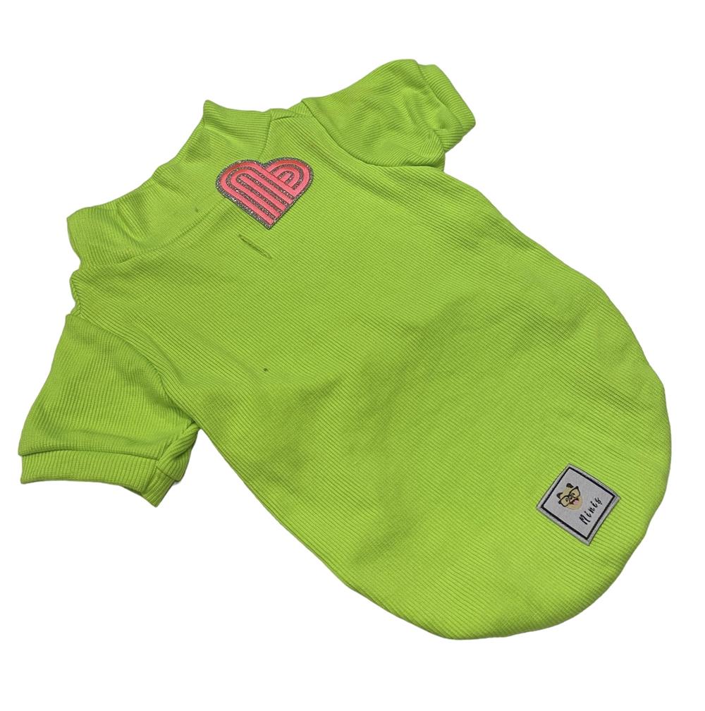 Pink Heart Green Esnek Basic Kaşkorse Köpek Sweatshirtü (4,5 kg-6,5 kg arası köpeklere uygun bedende)