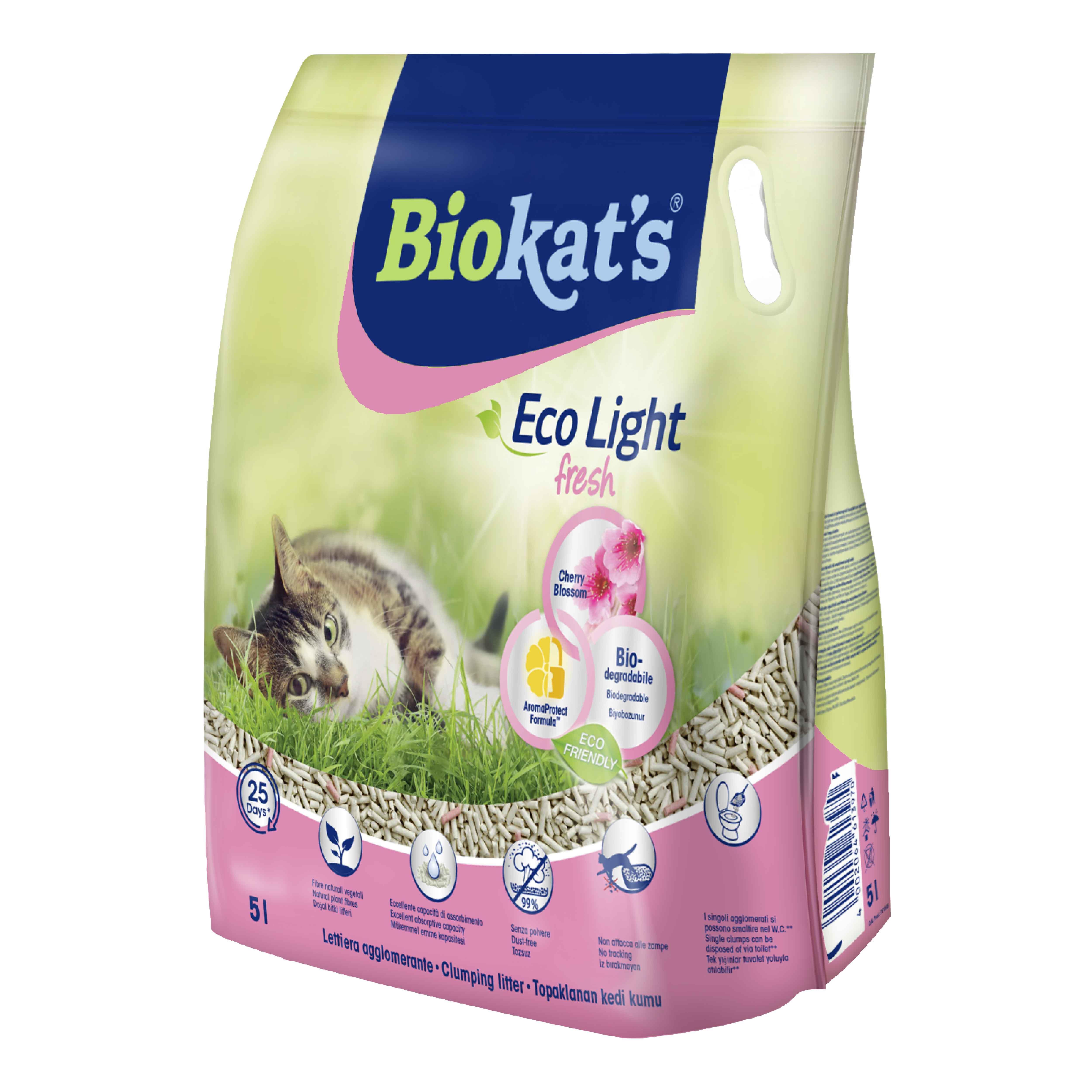 Biokat's Eco Light Cherry Blossom Topaklaşan Pelet Kedi Kumu Extra Eco Light - 2,9 kg 5 lt