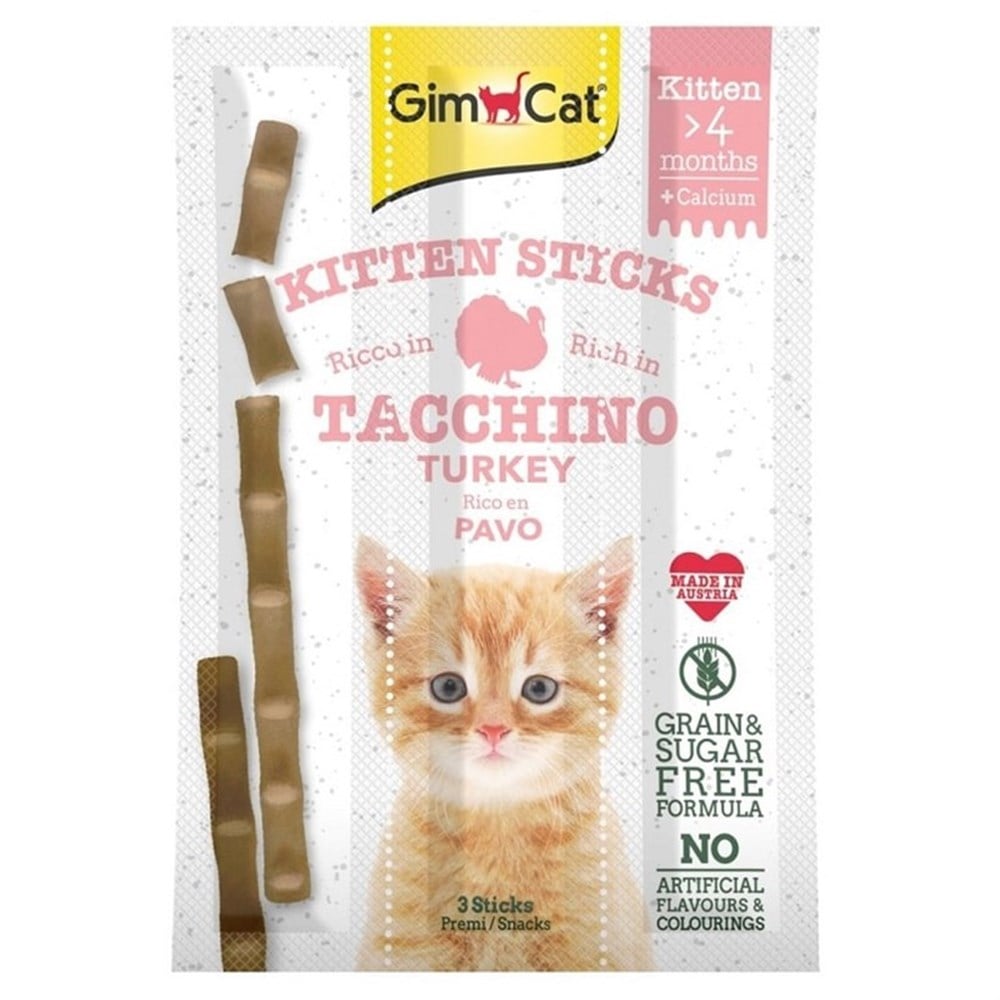 Gimcat Sticks Kitten Hindili ve Kalsiyumlu Yavru Kedi Ödül Çubukları 3x3 Gr