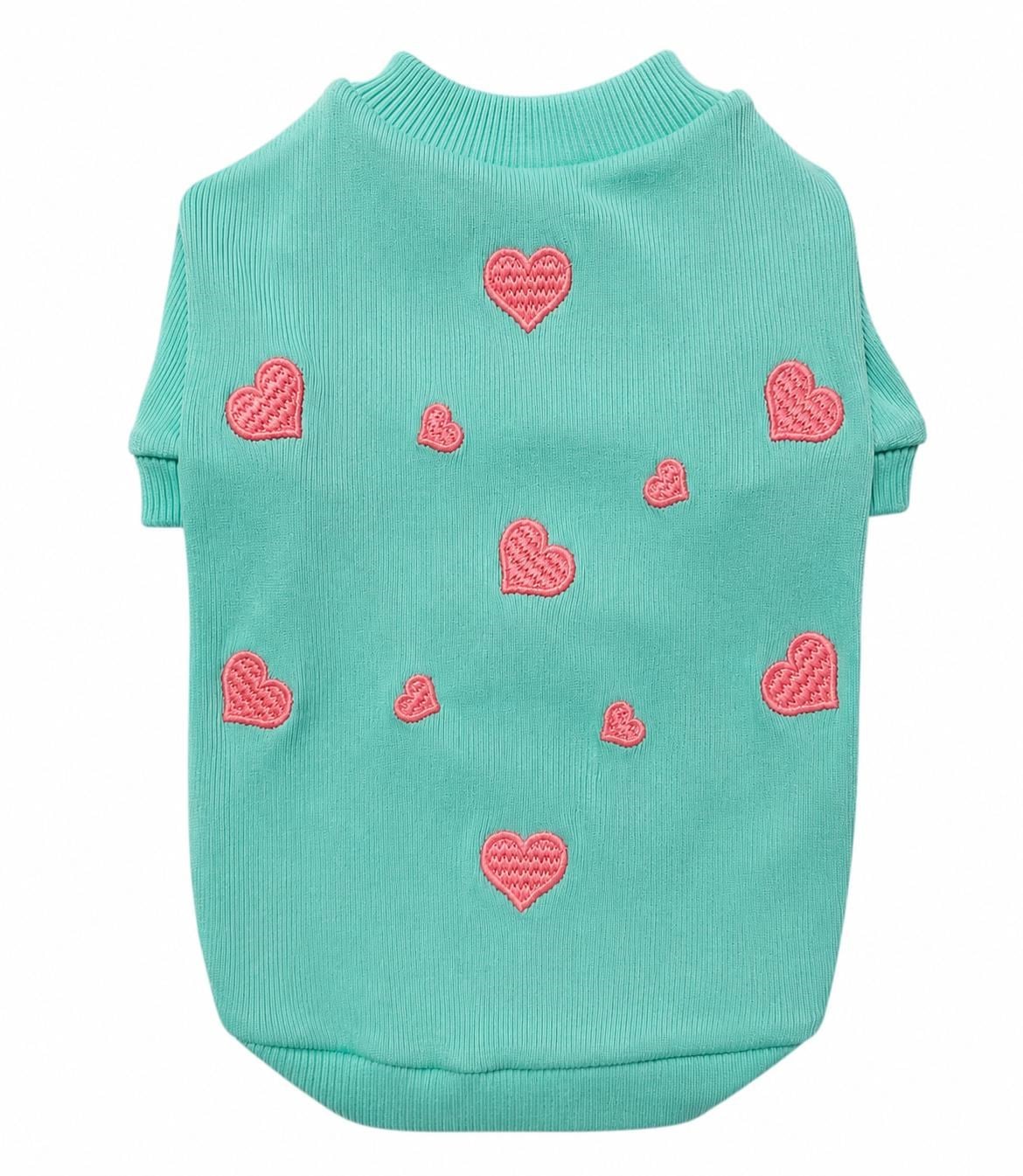 Gedyco Green Love Red Hearts Küçük Irk Köpek Sweatshirtü