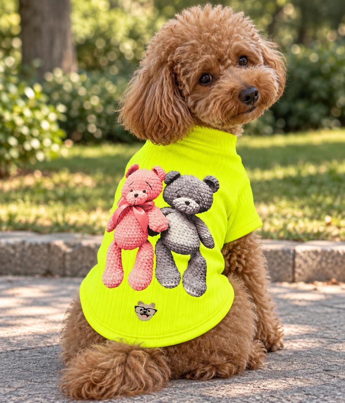 Miniş Neon Sarı Teddy Buddy Esnek Küçük Irk Köpek T-shirtü