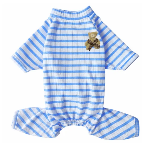 Gedyco The Best Blue Striped Küçük Irk Köpek Penye Tulum Pijama