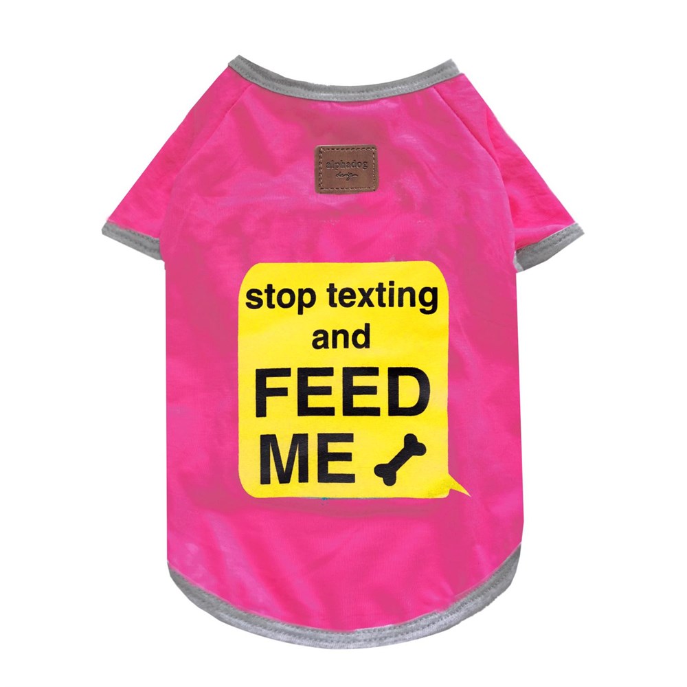 Alphadog Texting Pink Küçük Irk Köpek T-shirtü