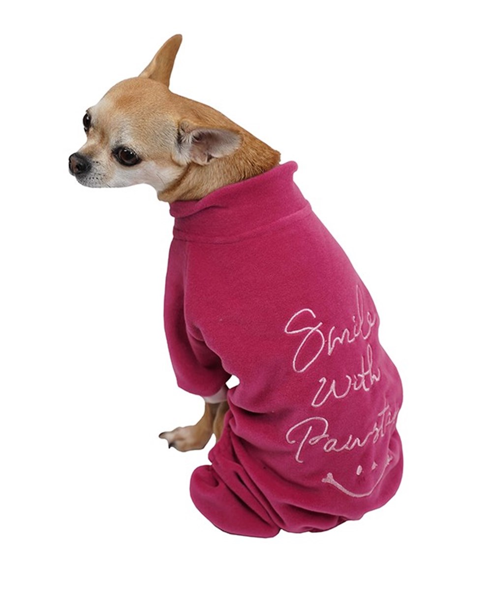 Pawstar Fuşya Smile Kadife Küçük Irk Köpek Tulumu