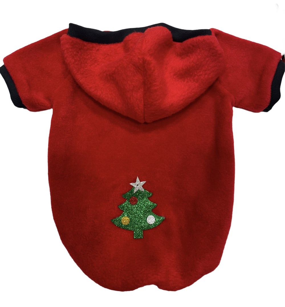 Kıpkırmızı Kapüşonlu Köpek Yılbaşı Poları