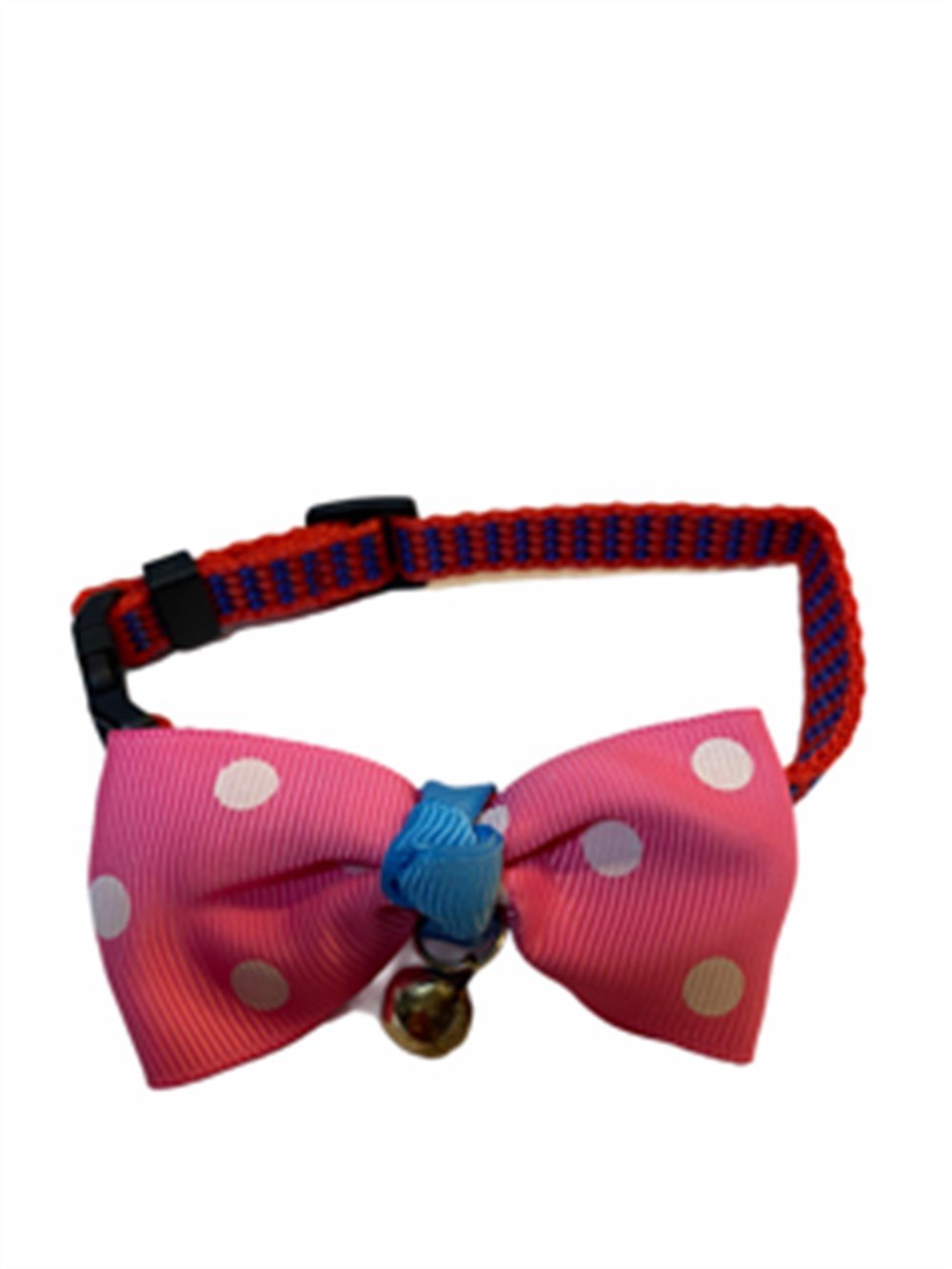 Kedi ve Köpek Zilli Papyon Tasma Pembe Puantiyeli