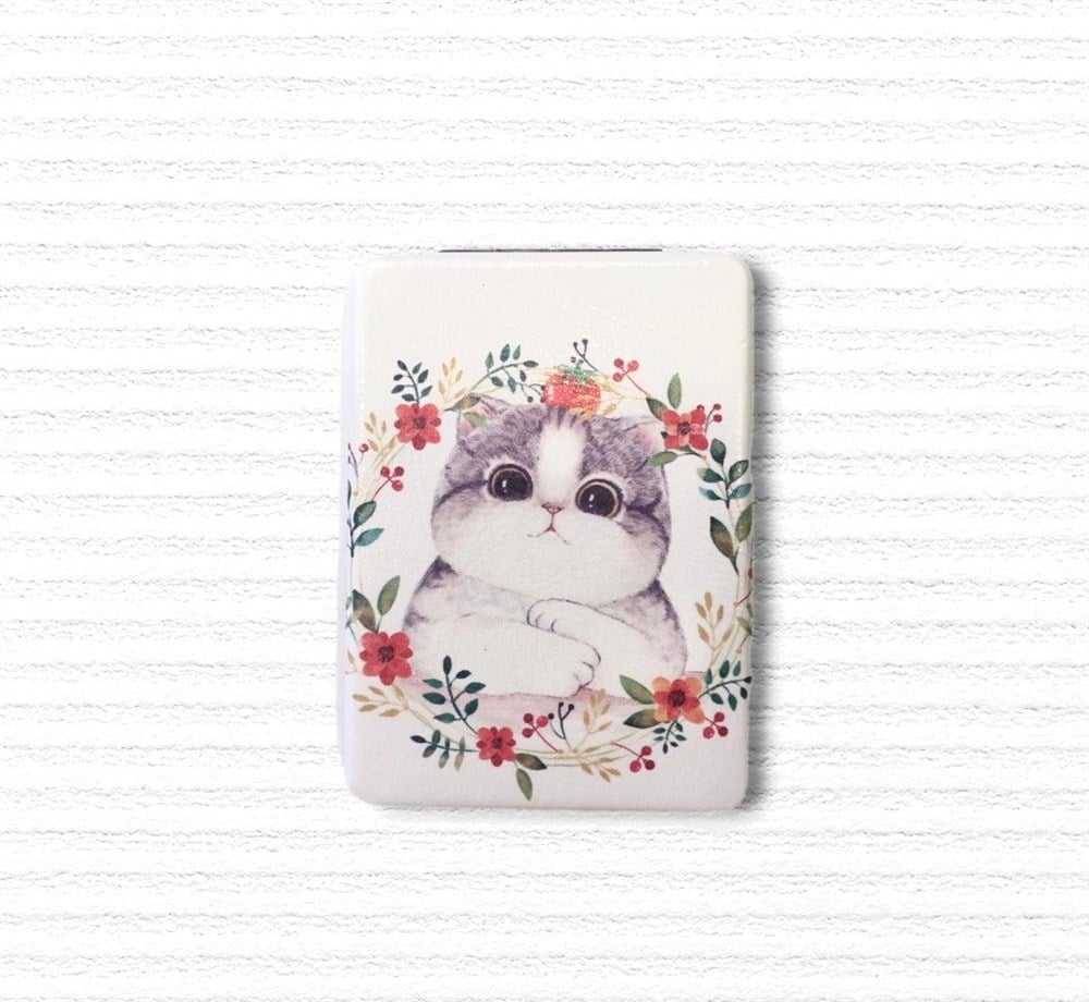 Tatliş Kedi Desenli Makyaj Aynası