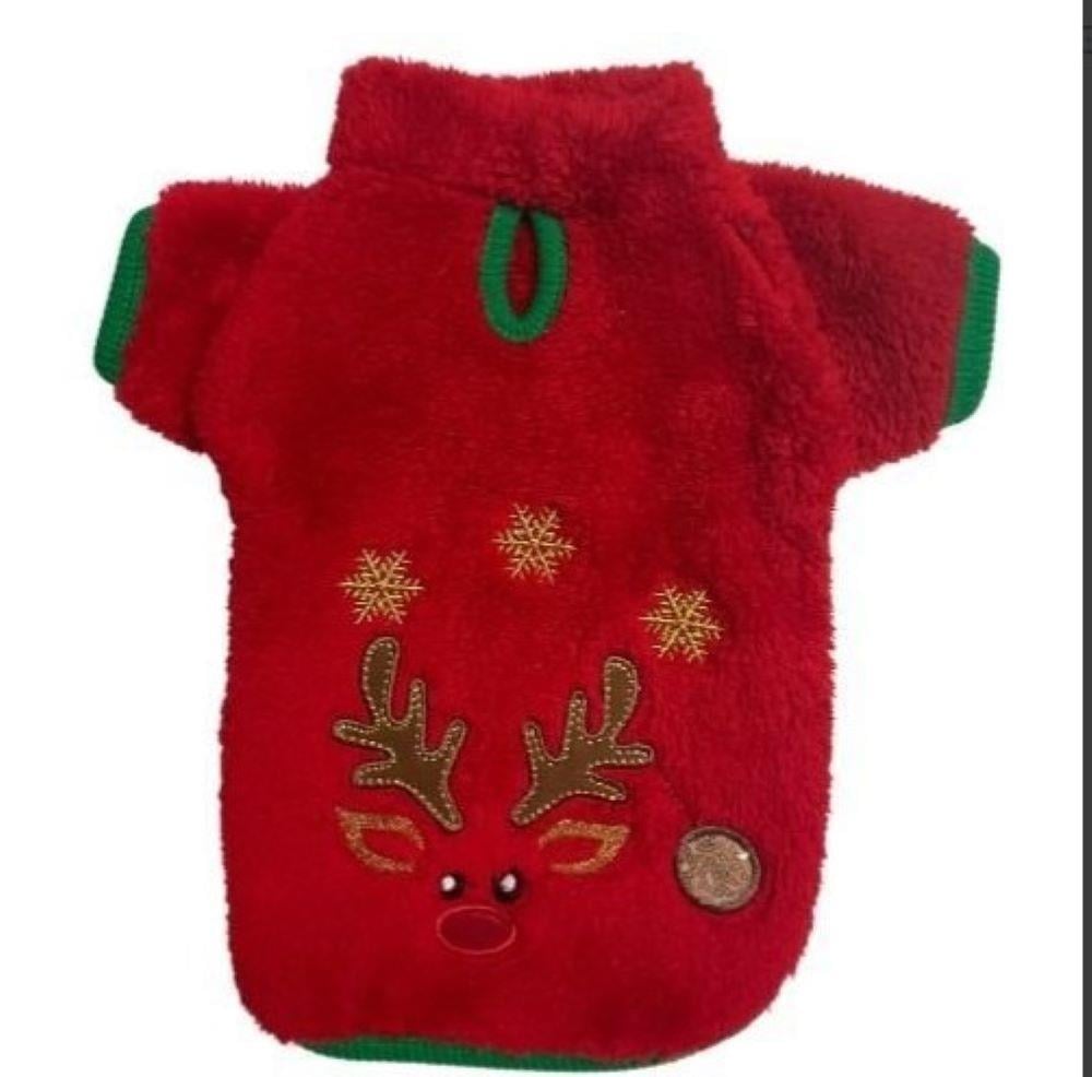 Gedyco Peluş Kırmızı Deer Küçük Irk Köpek Sweatshirtü (2,5 kg-8 kg arası köpeklere uygundur)