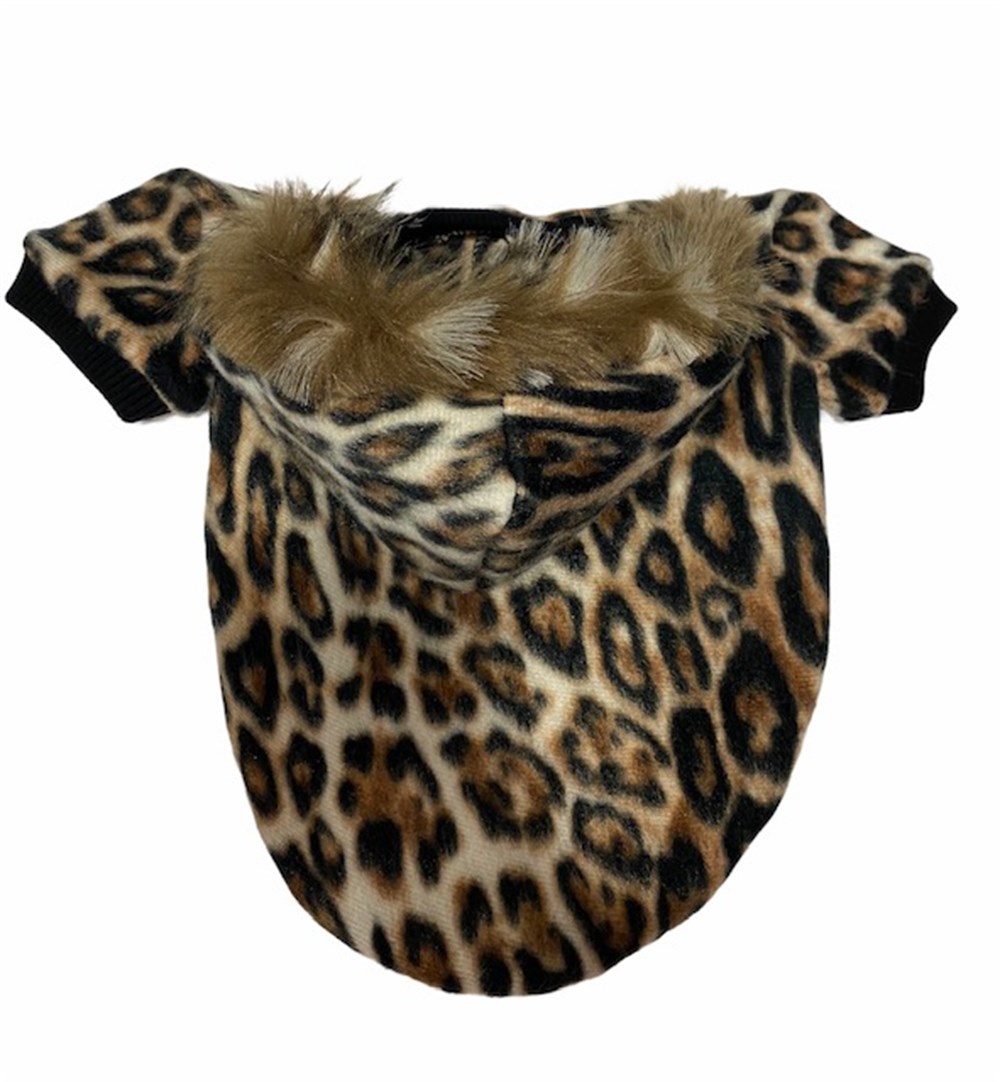 Kürklü Kapüşonlu Yumuşacık Leopar Polar