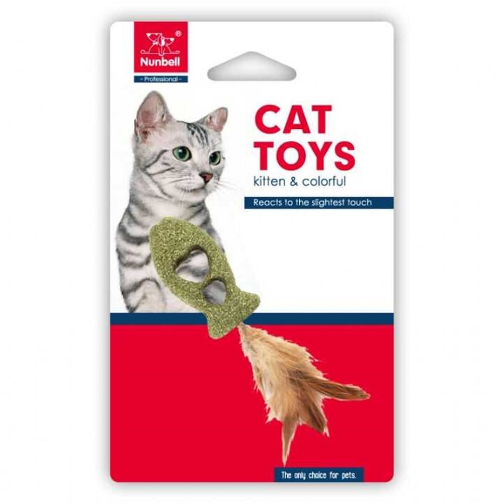 Catnip Otlu Balık ile Tüylü Kedi Oyuncağı 17 cm