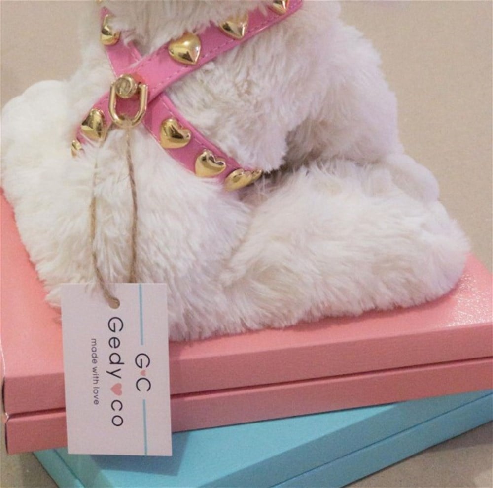 Gedyco Pink Hearts Küçük Irk Köpek Göğüs Tasması