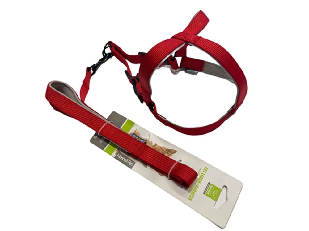 Kırmızı - Gri Köpek Tasma Seti 2 cm - 120 cm (45 cm göğüs)