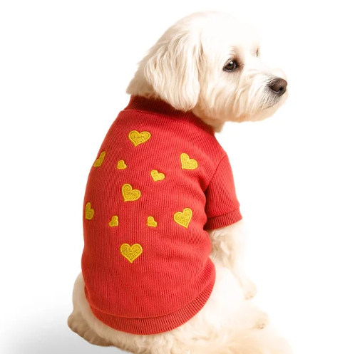 Gedyco Pink Love Yellow Hearts Küçük Irk Köpek Sweatshirtü