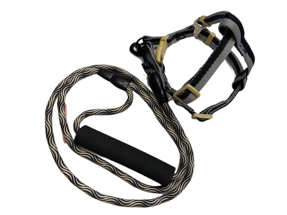 Gri-Siyah Göğüs ve Uzatma Fitil Tasma Seti Küçük-Orta Irk (Göğüs: 40-50 cm)