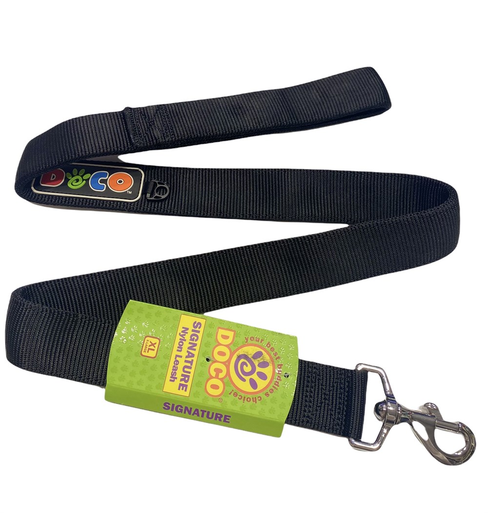 Doco Signature Çift Katmanlı, Büyük Irk Köpek Gezdirme Kayışı 3,8 cm x 120 cm Black XL