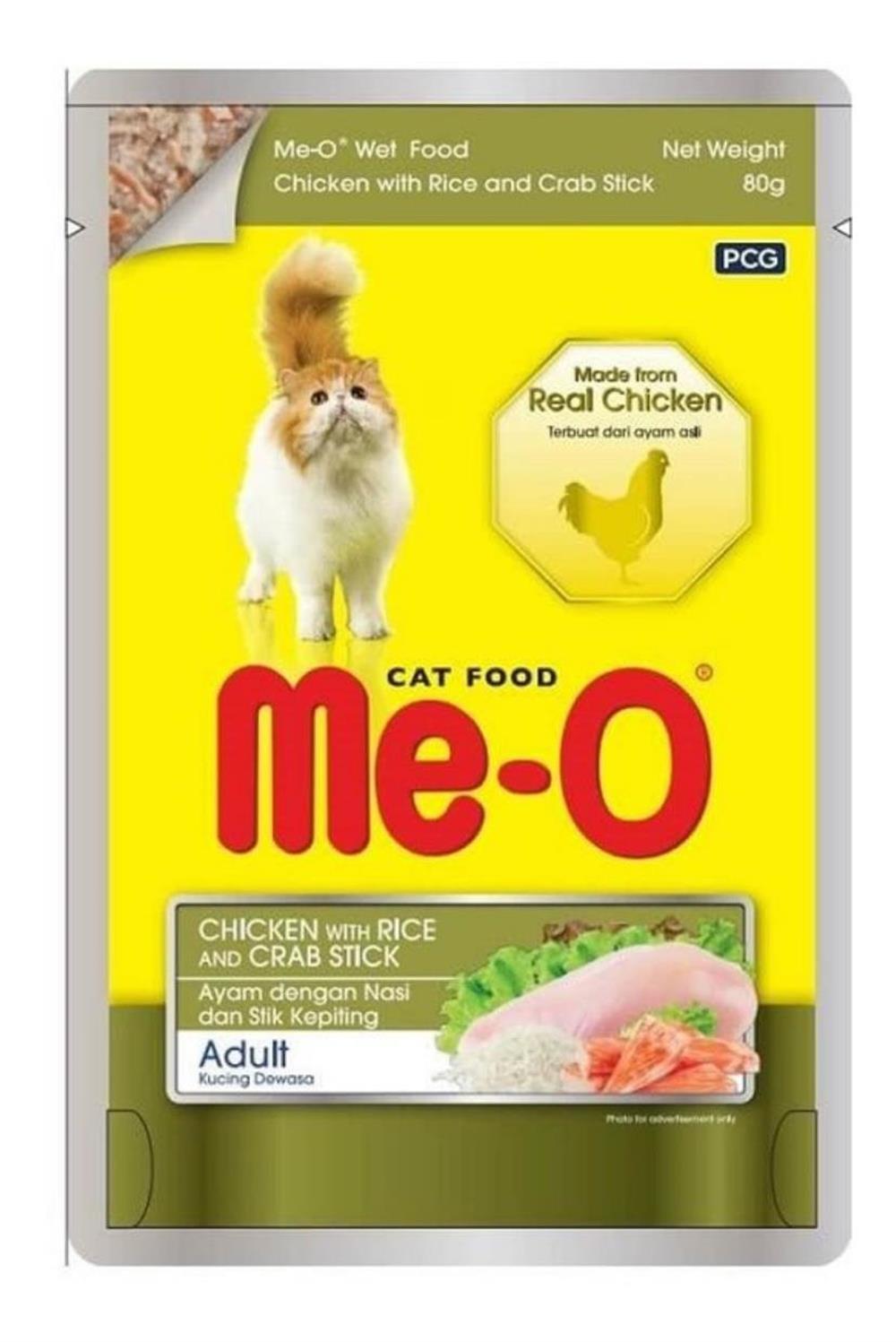 Me-O Tavuklu Pirinçli ve Yengeçli Etli Kedi Konservesi 80 Gr